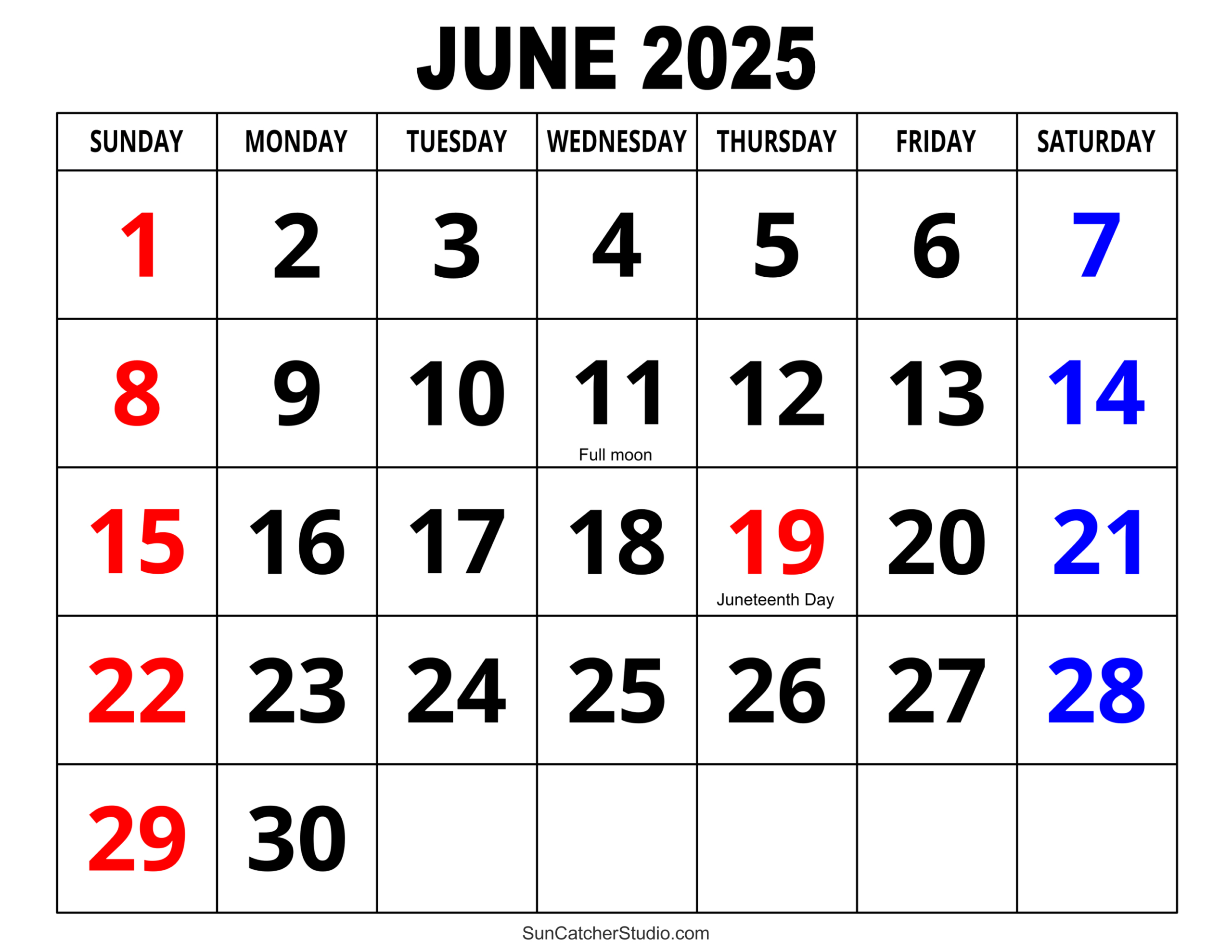 June 2025 Calendar (Free Printable) – Free Printables, Monograms in The Calendar For The Month Of June 2025