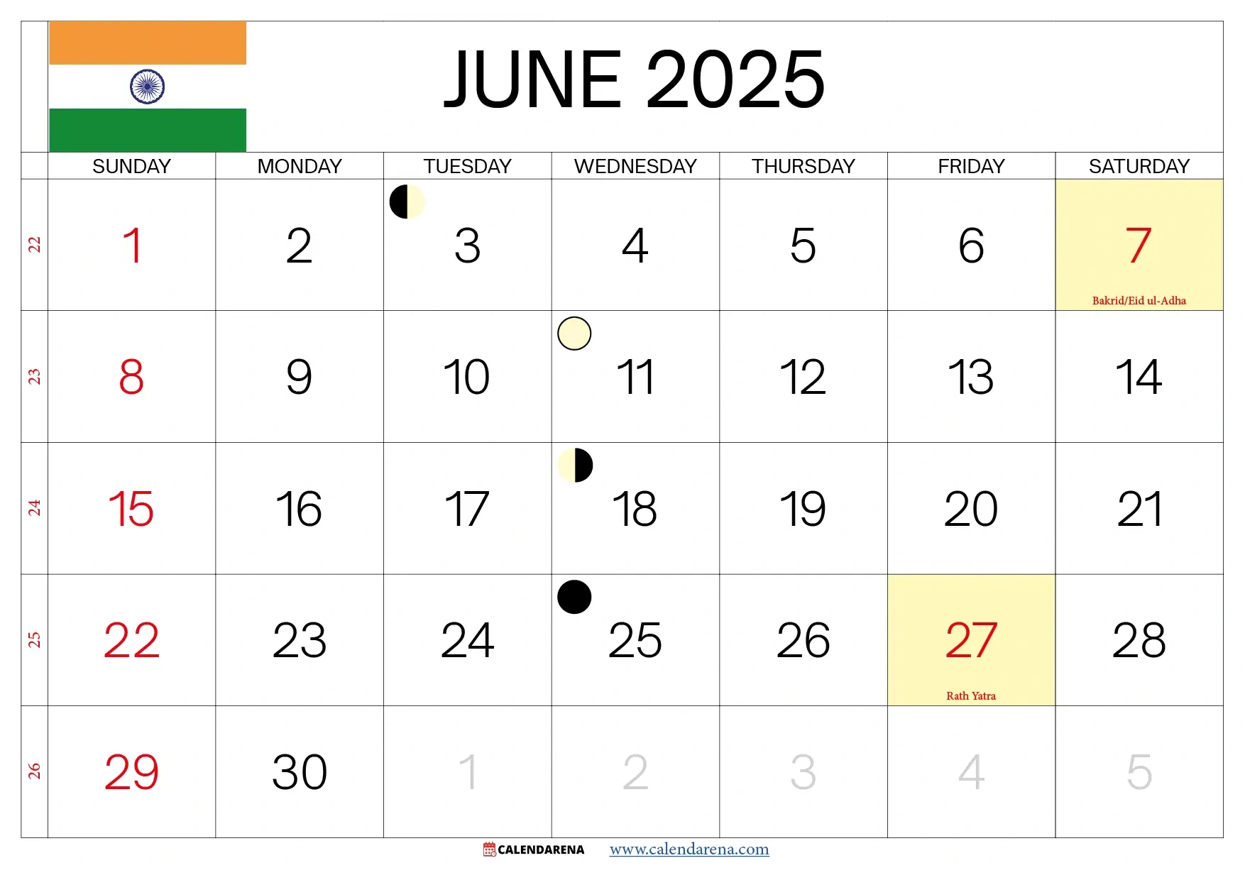 June 2025 Calendar India inside Month Of June Calendar 2025