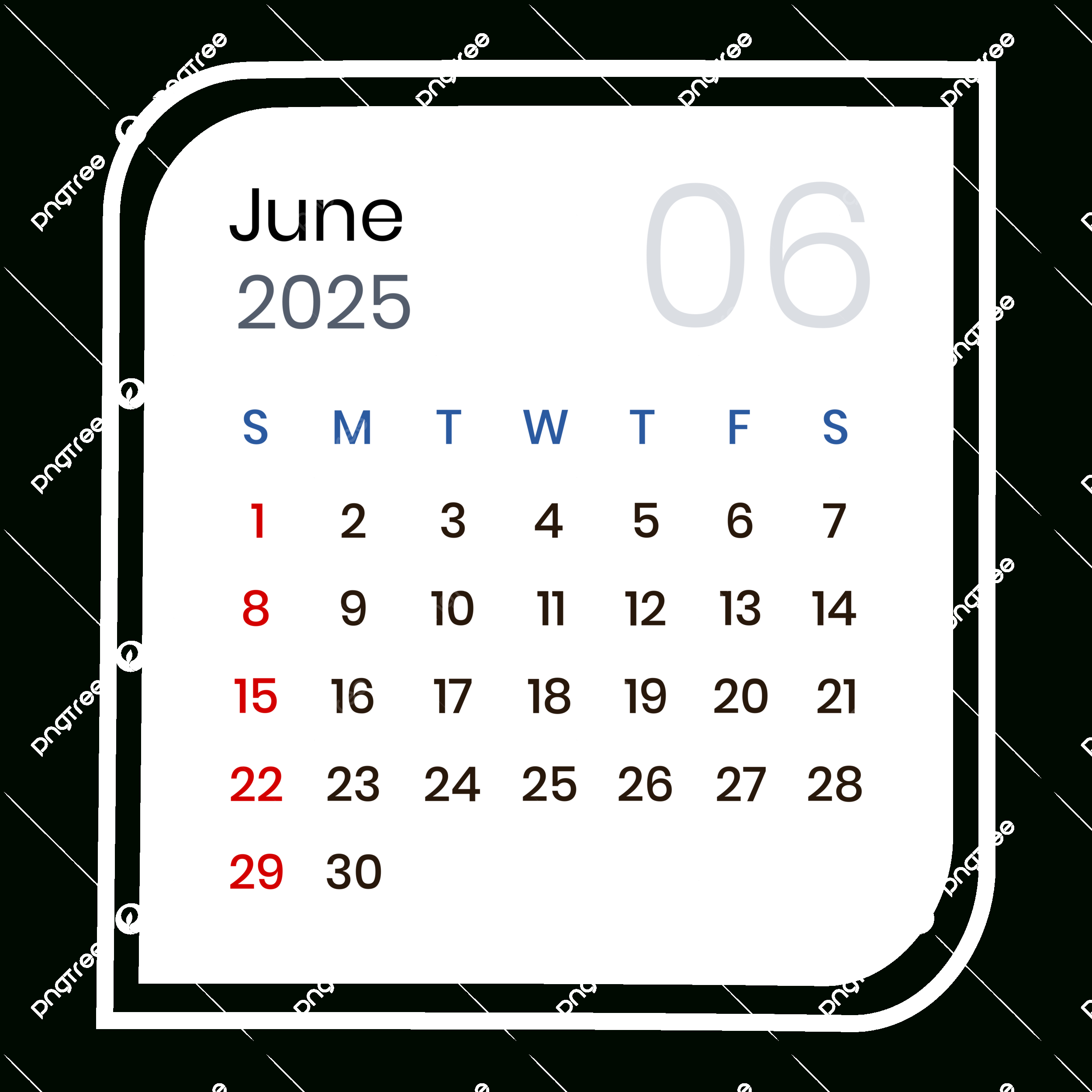 June 2025 Calendar Minimalist Vector, June 2025, June 2025 with June 2025 Calendar Png