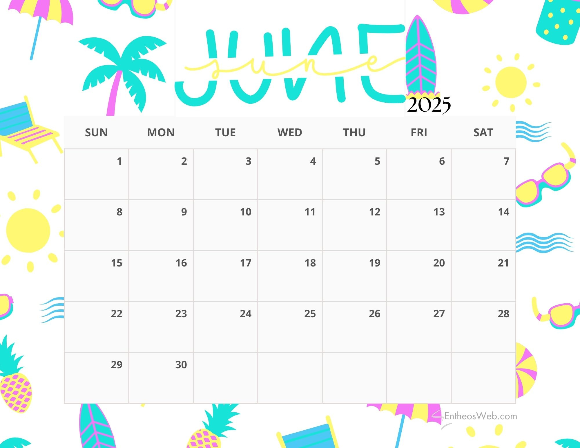 June 2025 Calendar Printables | Entheosweb in June Themes For Calendar 2025