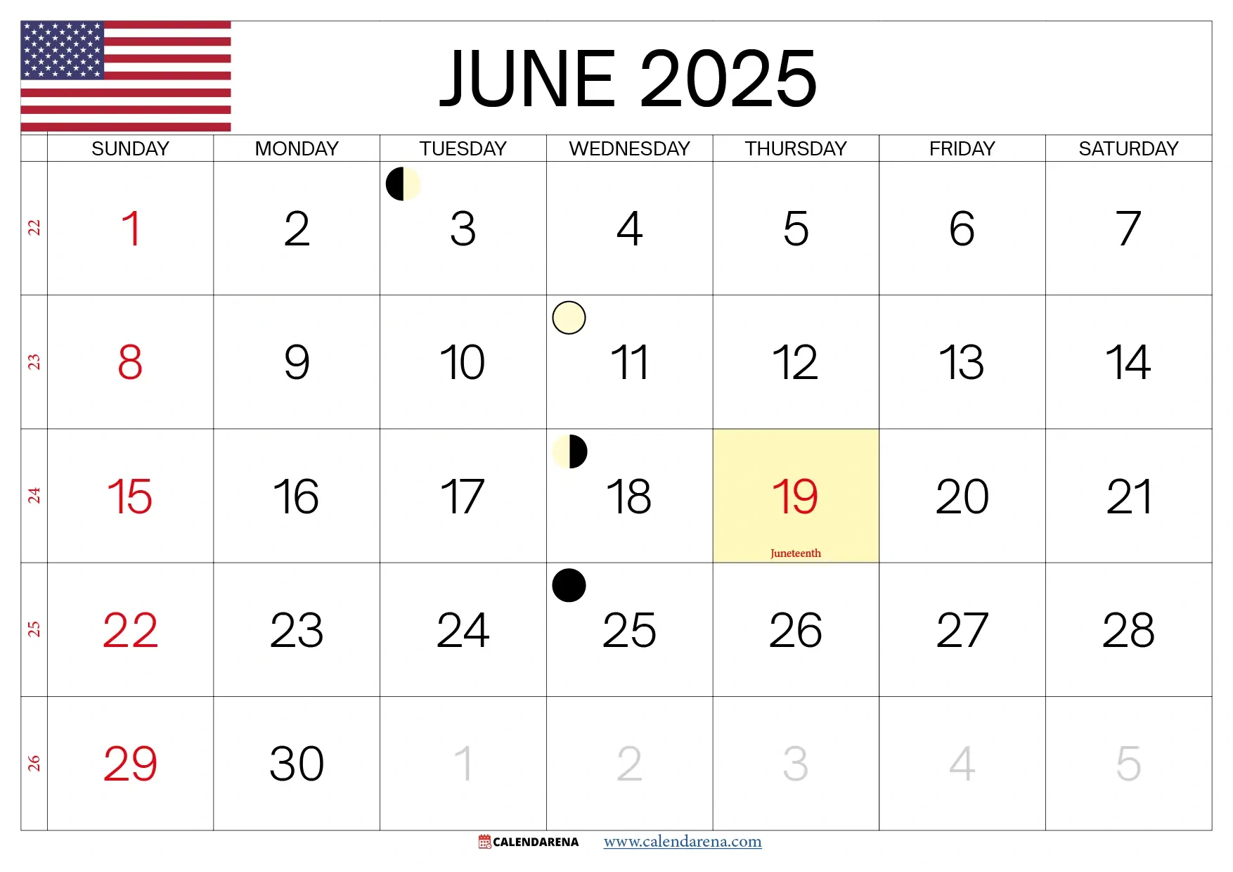 June 2025 Calendar Usa With Holidays for Calendar Of Events For June 2025
