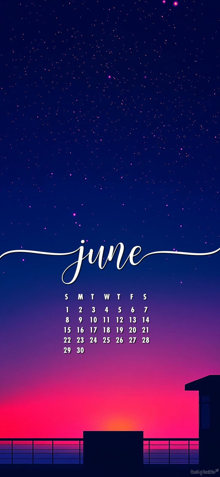 June 2025 Calendar Wallpaper With Night Sky &amp;amp; Sunset Gradient regarding June 2025 Calendar Black Background