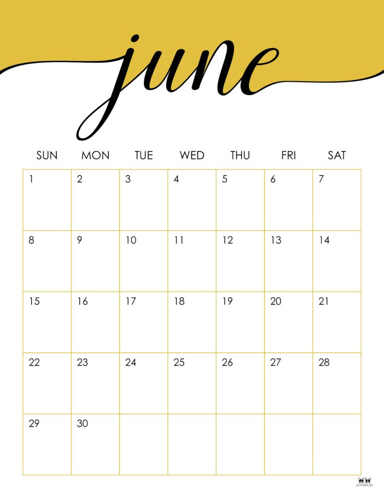 June 2025 Calendars - 107 Free Printables | Printabulls for June 2025 Calendar Portrait