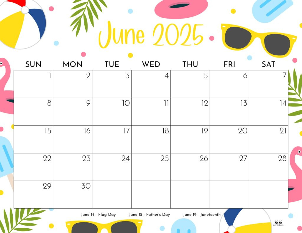 June 2025 Calendars - 107 Free Printables | Printabulls inside Cute June 2025 Calendar
