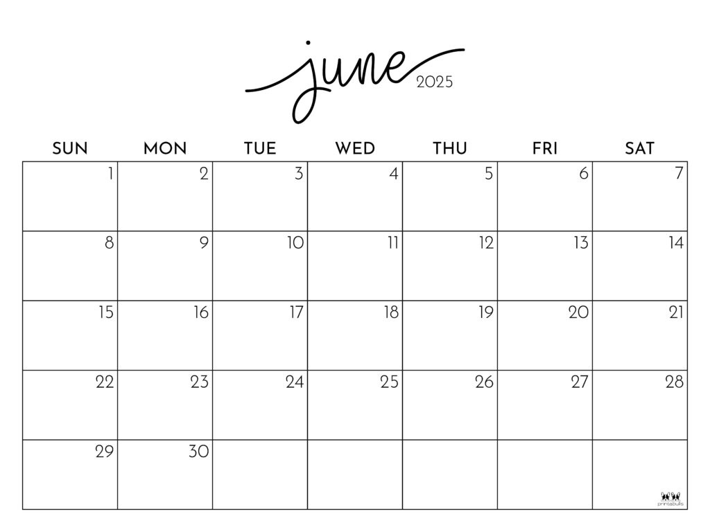 June 2025 Calendars - 107 Free Printables | Printabulls regarding Show Me The June 2025 Calendar