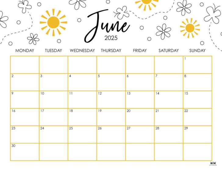 Blank Printable June 2025 Calendar
