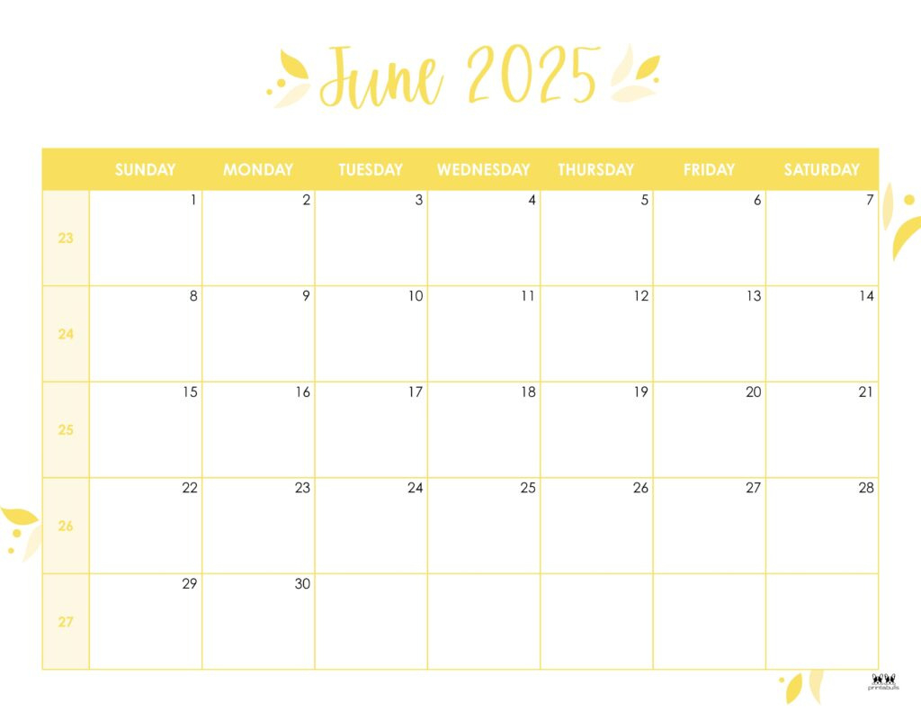June 2025 Calendars - 107 Free Printables | Printabulls throughout June Calendar 2025 Page Printable
