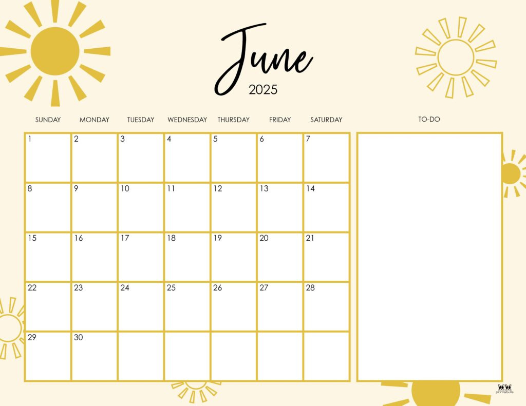 June 2025 Calendars - 107 Free Printables | Printabulls with June Calendar 2025 Printable Cute