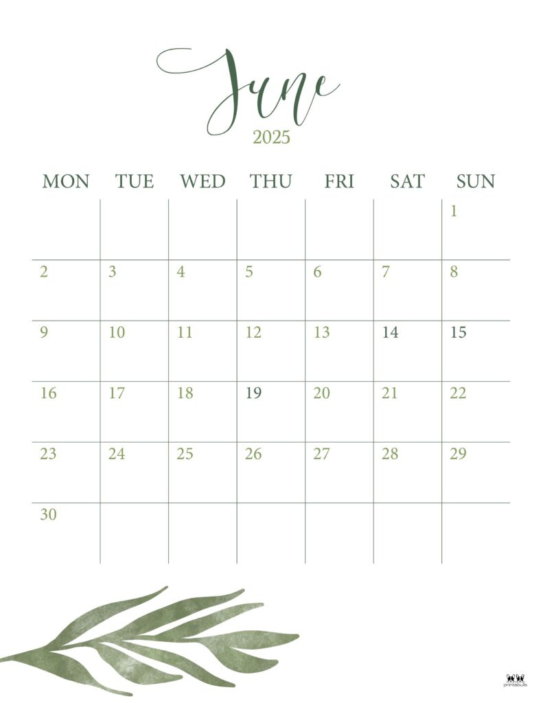 June 2025 Calendars - 107 Free Printables | Printabulls with June Vertical Calendar 2025