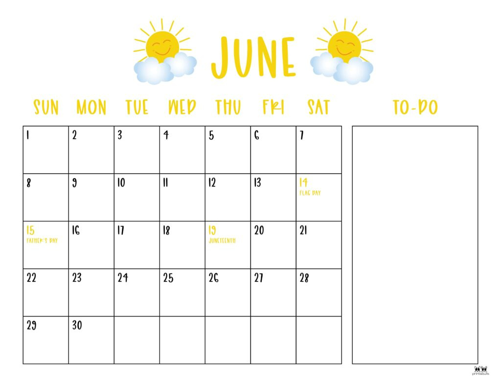 June 2025 Calendars - 107 Free Printables | Printabulls with Printable June Calendar With Holidays