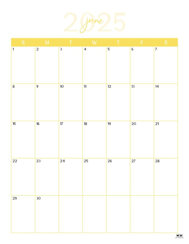 Blank June Calendar 2025 to Print