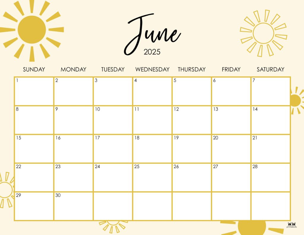 June 2025 Calendars - 107 Free Printables | Printabulls within June Themes For Calendar 2025
