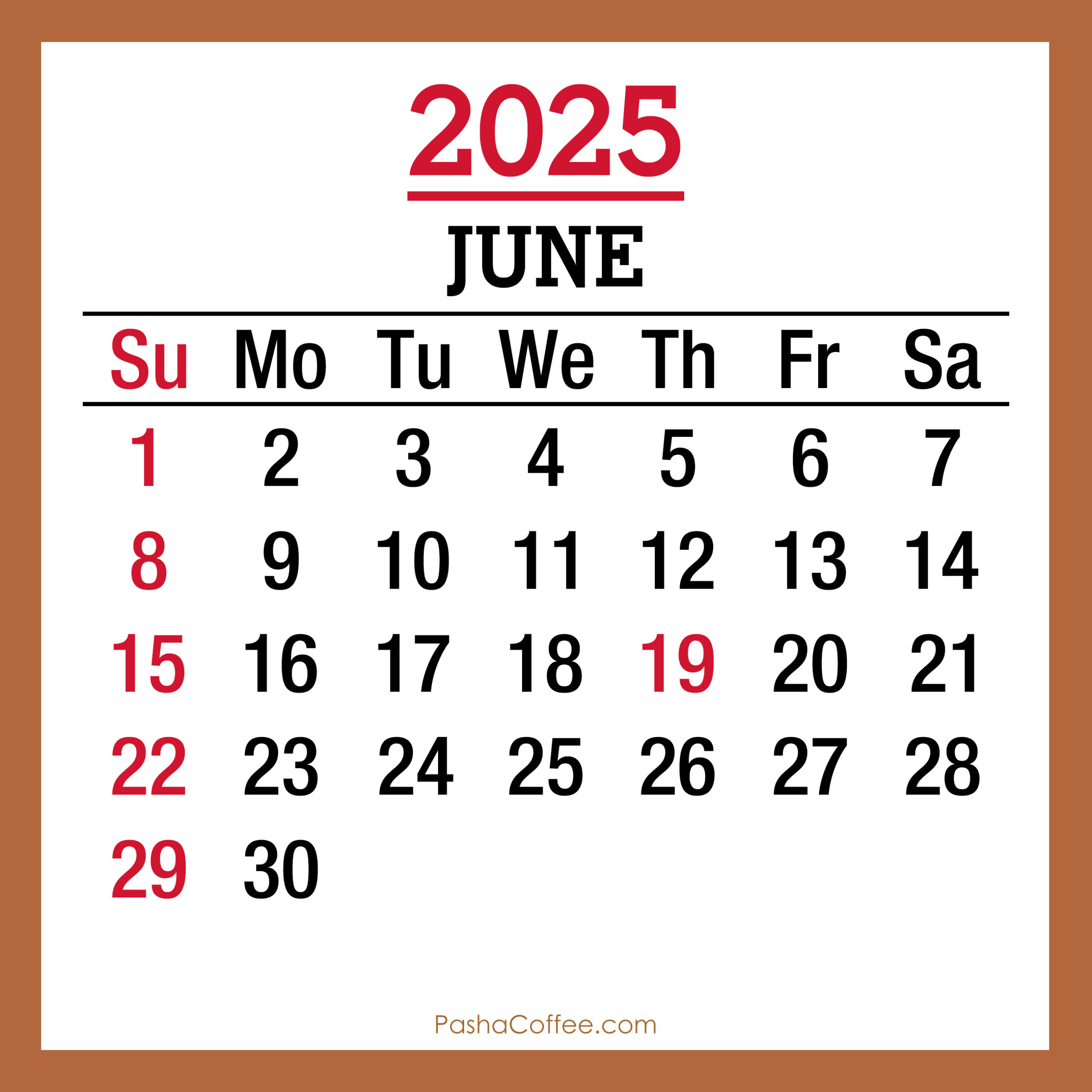 June 2025 Monthly Calendar With Holidays, Printable Free, Beige with June 2025 Calendar with Holidays