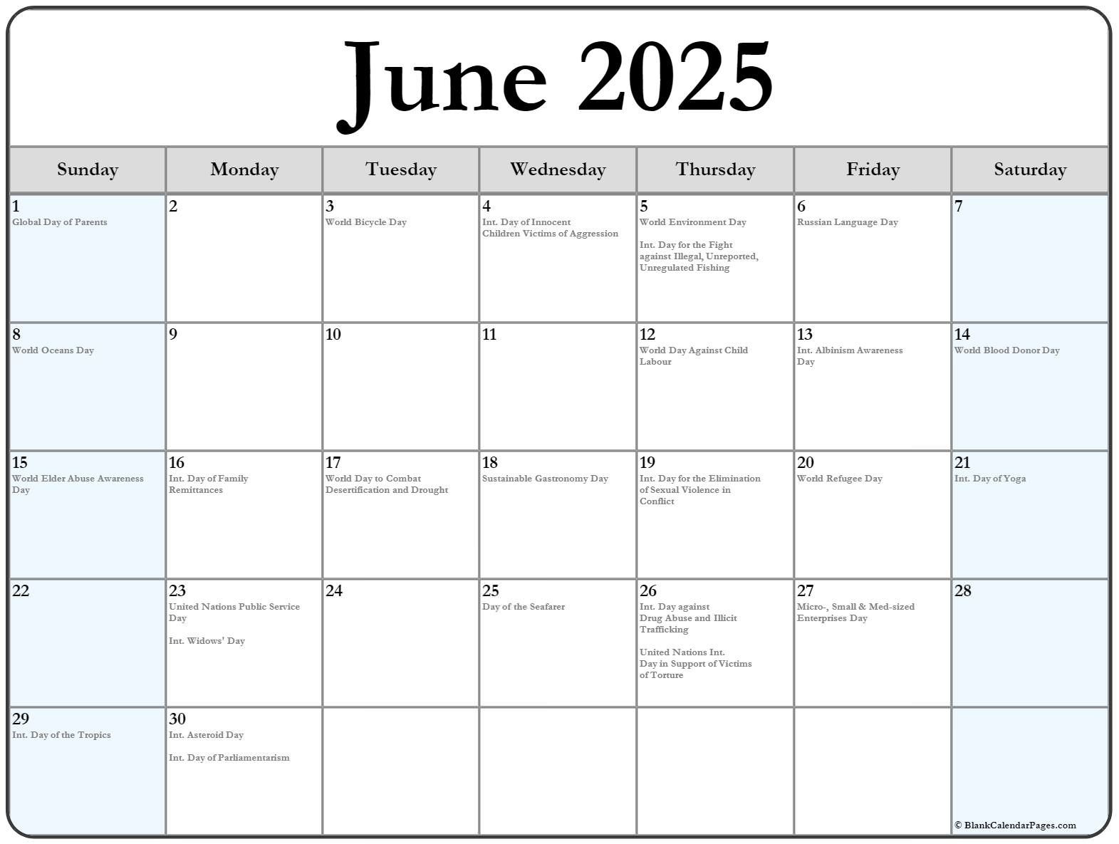 June 2025 With Holidays Calendar within Show June 2025 Calendar