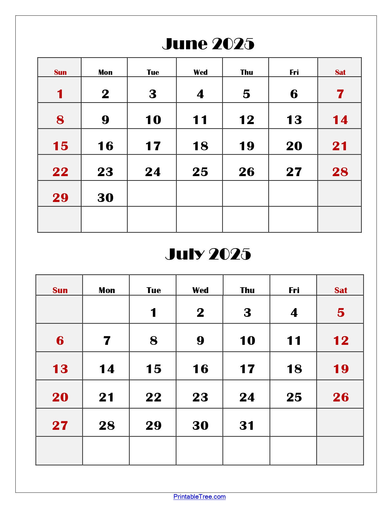 June And July 2025 Calendar Printable Pdf | Two Months Calendar inside June And July 2025 Calender
