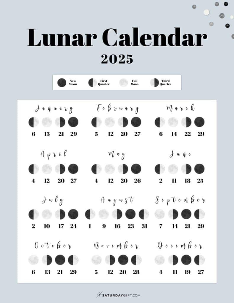 Moon Phase Calendar - 12 Cute &amp;amp; Free Printable 2025 Lunar Calendars pertaining to Moon Calendar For June 2025