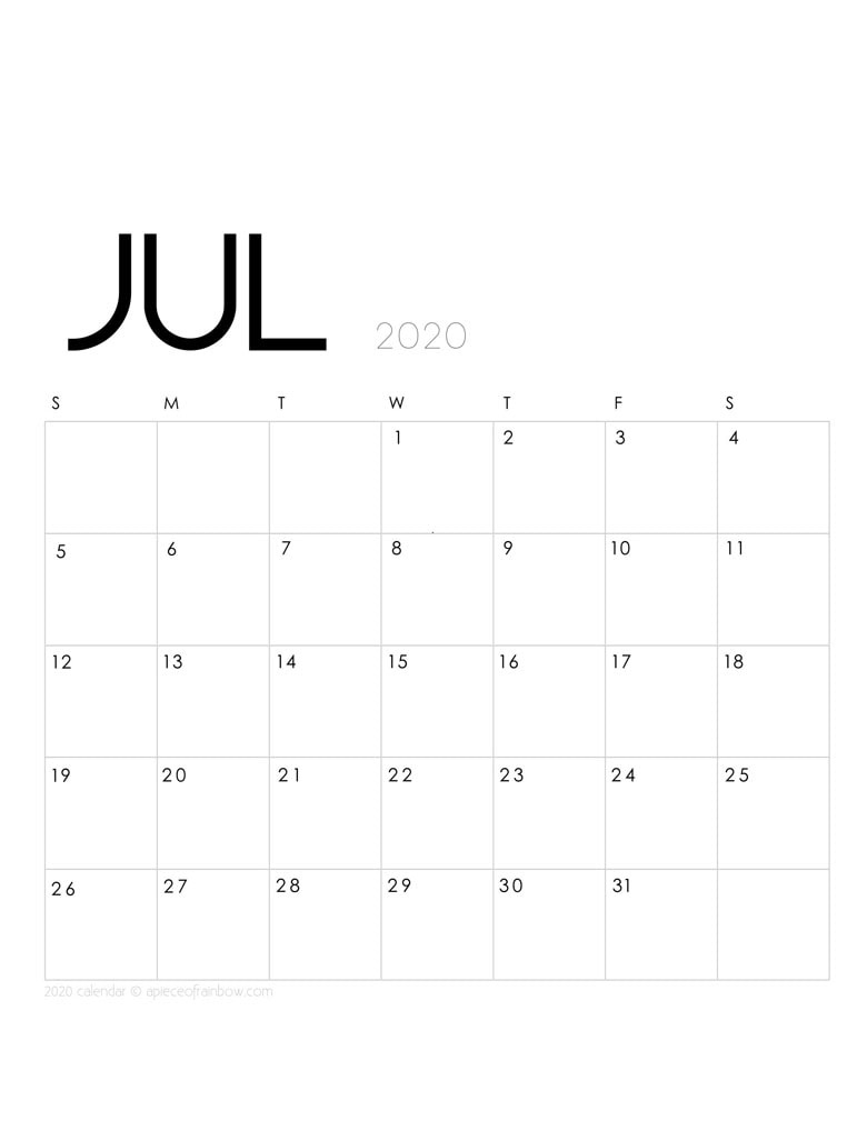 Printable July 2020 Calendar Monthly Planner {2 Designs: Flowers with Free Printable Calendar July 202