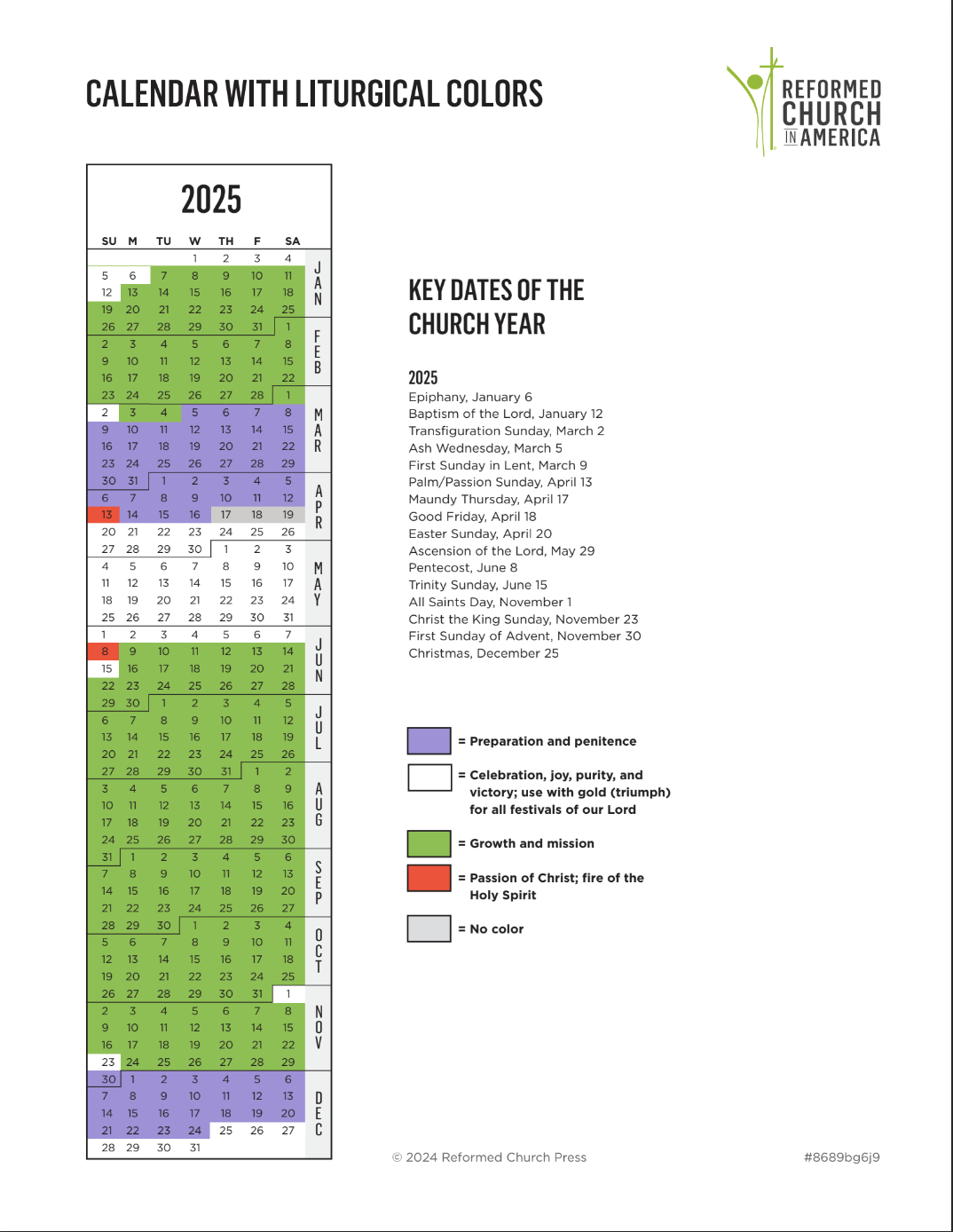 Rca Liturgical Calendar | Reformed Church In America in Catholic Calendar June 2025
