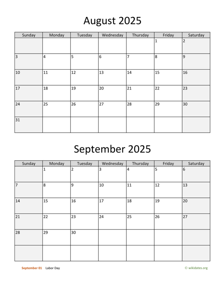 July August September 2025 Calendar Printable
