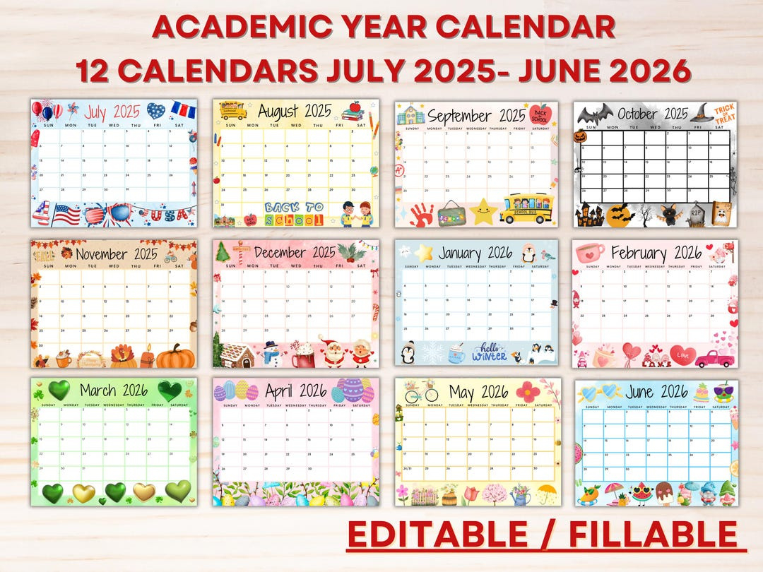 Editable School Calendar 2025-2026 From July To June- Printable within July 2025 to June 2026 School Calendar
