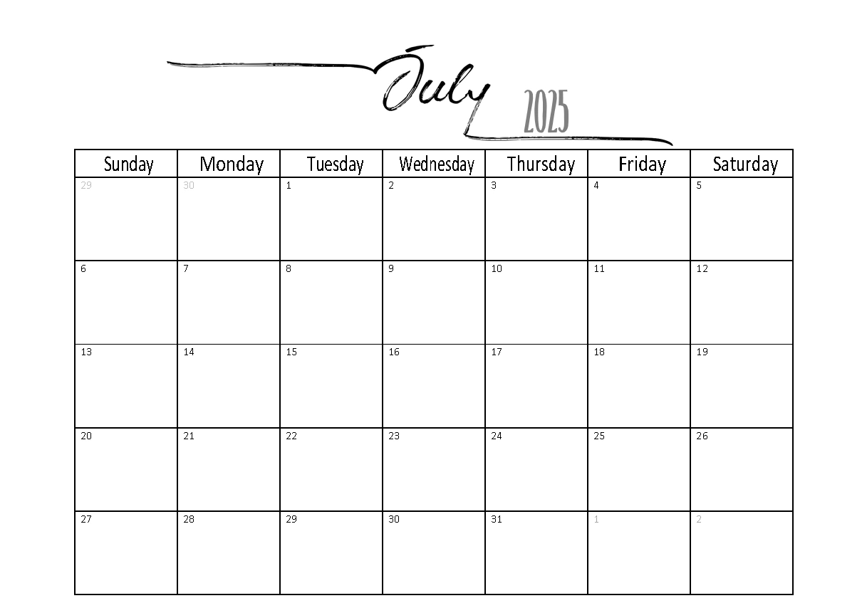 Free 2025 Calendar Template Word | Instant Download within July Calendar 2025 Word