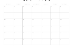 Free Printable 2025 Blank Calendar Templates (All 12 Months) pertaining to Blank Calendar July 2025 Printable