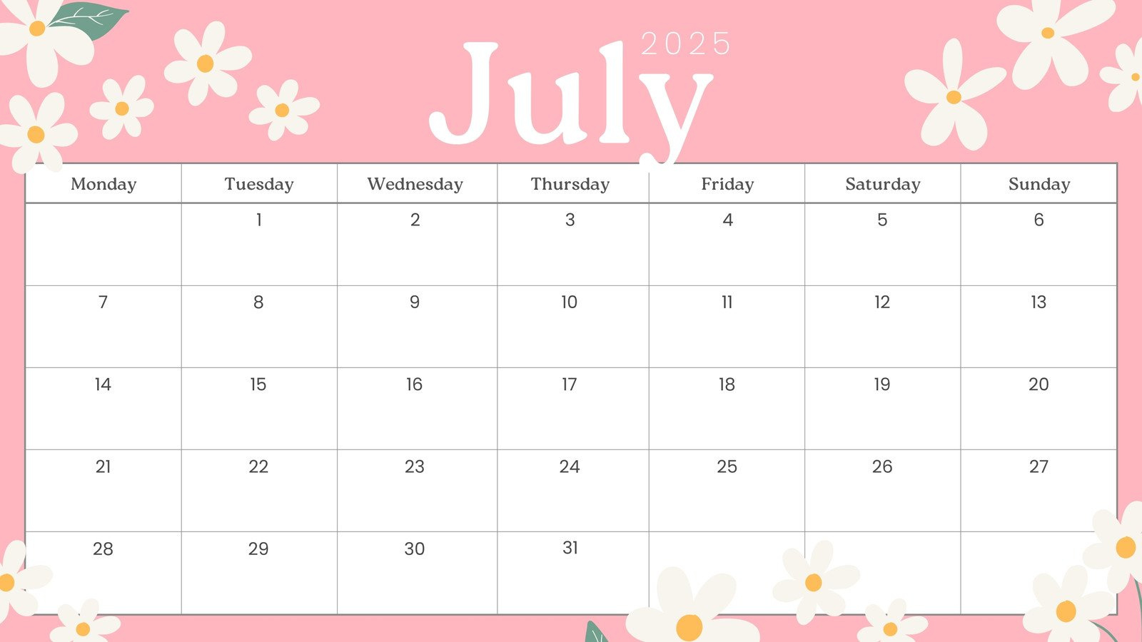 Free Printable, Custom July 2025 Calendar Templates | Canva throughout Free Editable July 2025 Calendar
