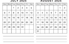 Free Printable July August 2025 Calendar | Calendarkart for Free Printable Calendar 2025 July and August