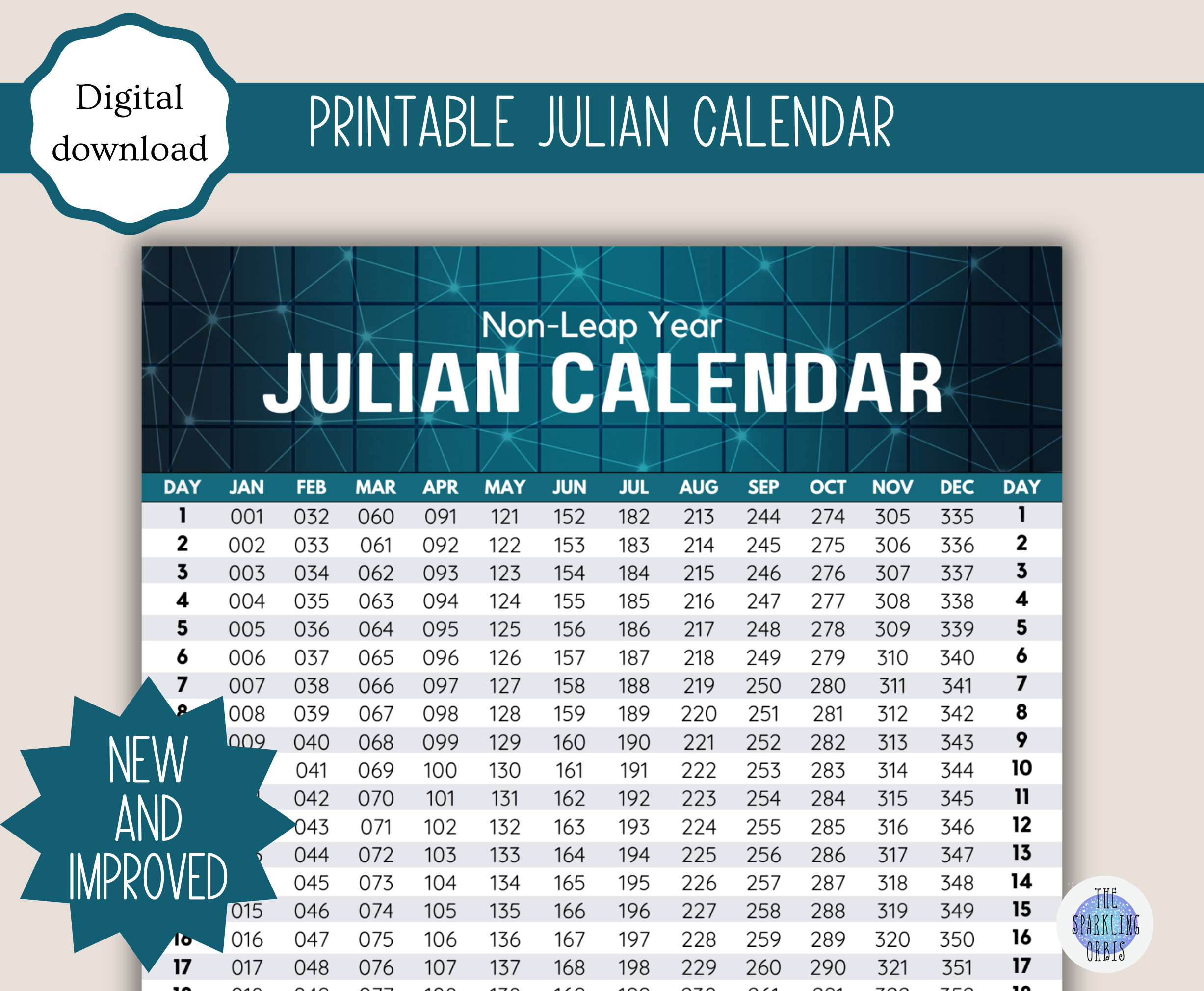 Julian Calendar | Military | Government | Digital Download intended for 2025 Printable Julian Calendar