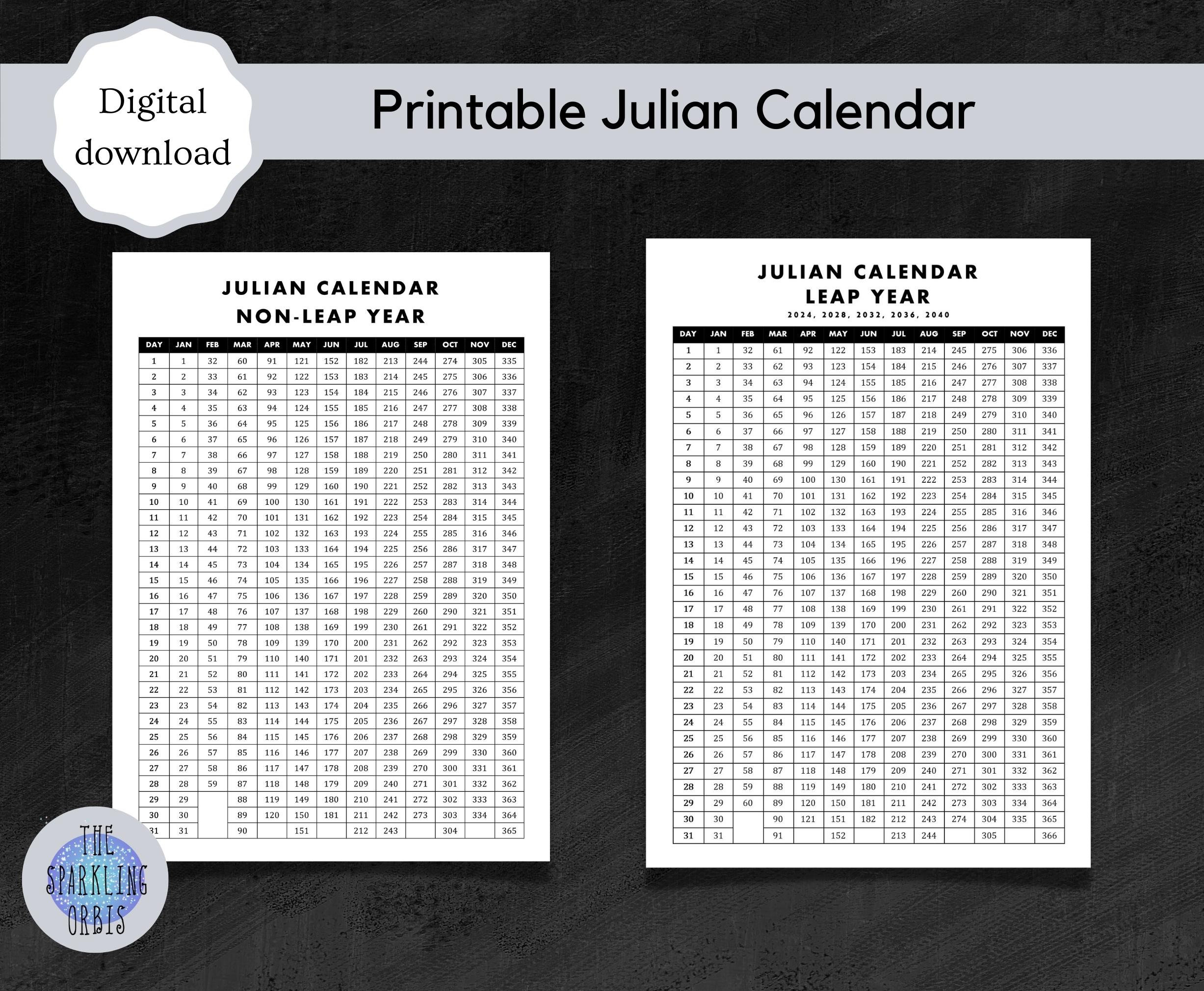 Julian Calendar | Military | Government | Digital Download regarding Julian Date Calendar Perpetual And Leap Year Printable
