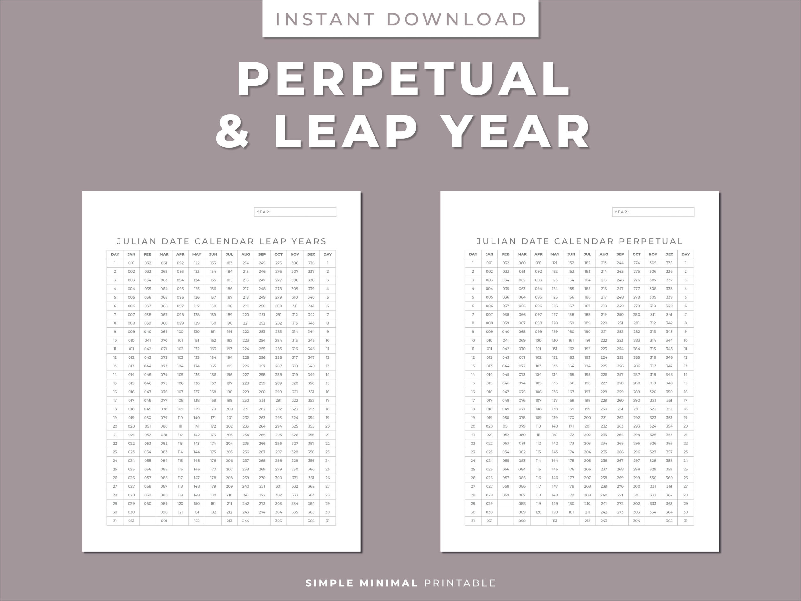Julian Date Calendar, Project Management, Perpetual/Leap Yr in Julian Date Calendar Perpetual And Leap Year Printable