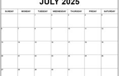 July 2025 Calendar | Free Printable Calendars within Free July 2025 Printable Calendar