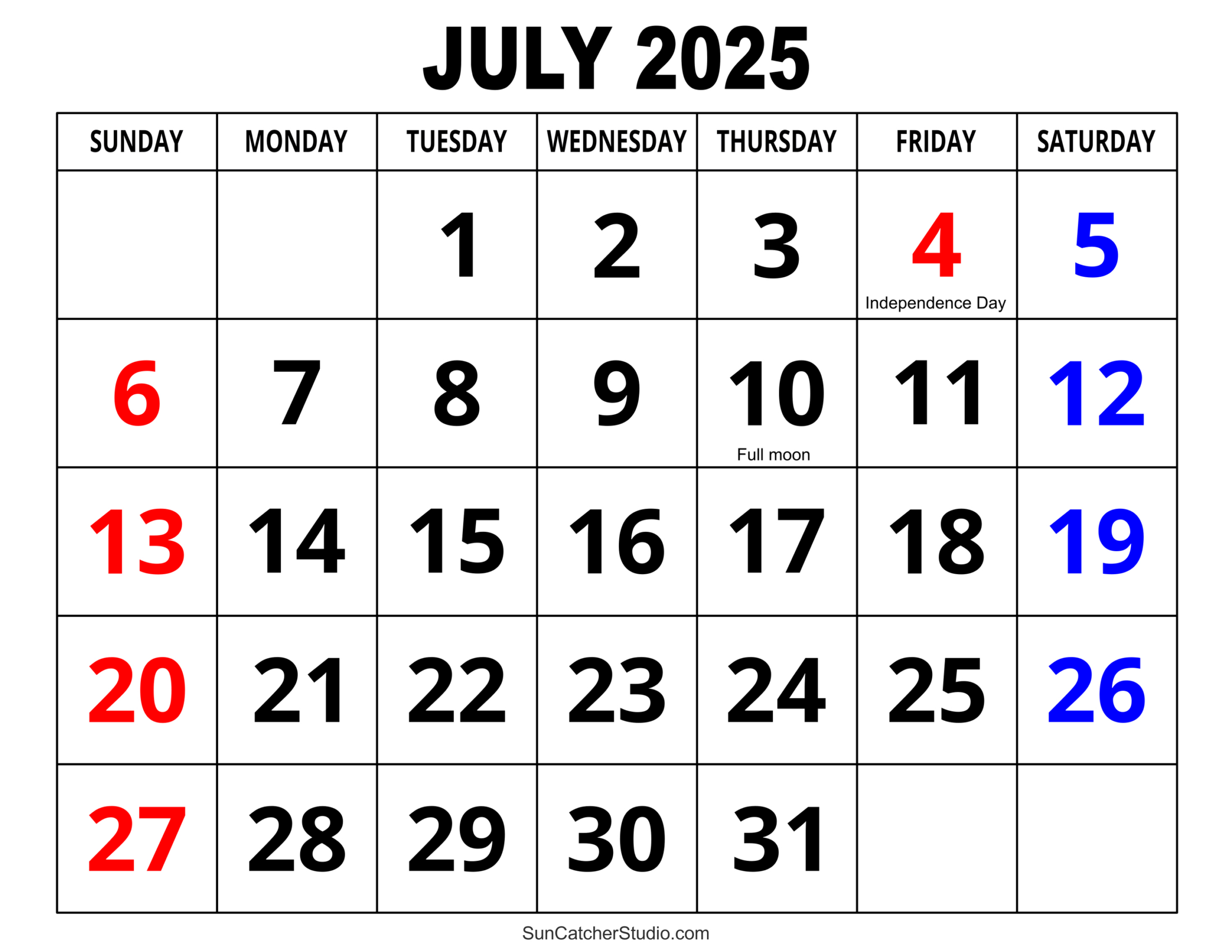 July 2025 Calendar (Free Printable) – Free Printables, Monograms intended for July 2025 Large Print Calendar