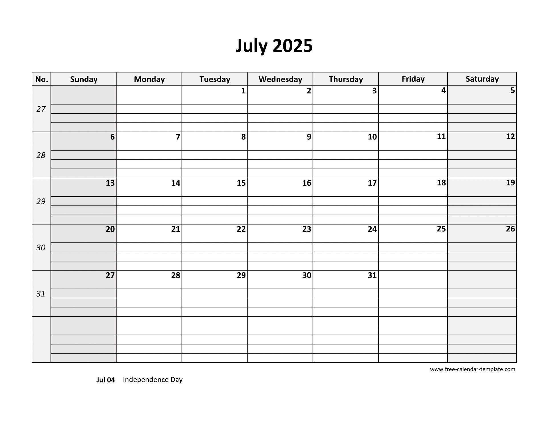 July 2025 Calendar Free Printable With Grid Lines Designed intended for July 2025 Calendar With Lines Printable Free