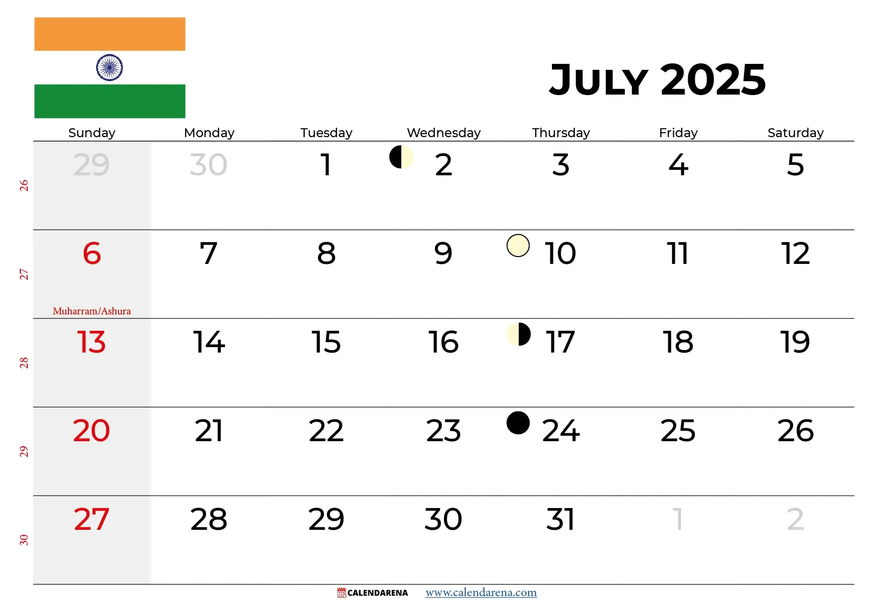 July 2025 Calendar India with regard to July Calendar 2025 With Holidays