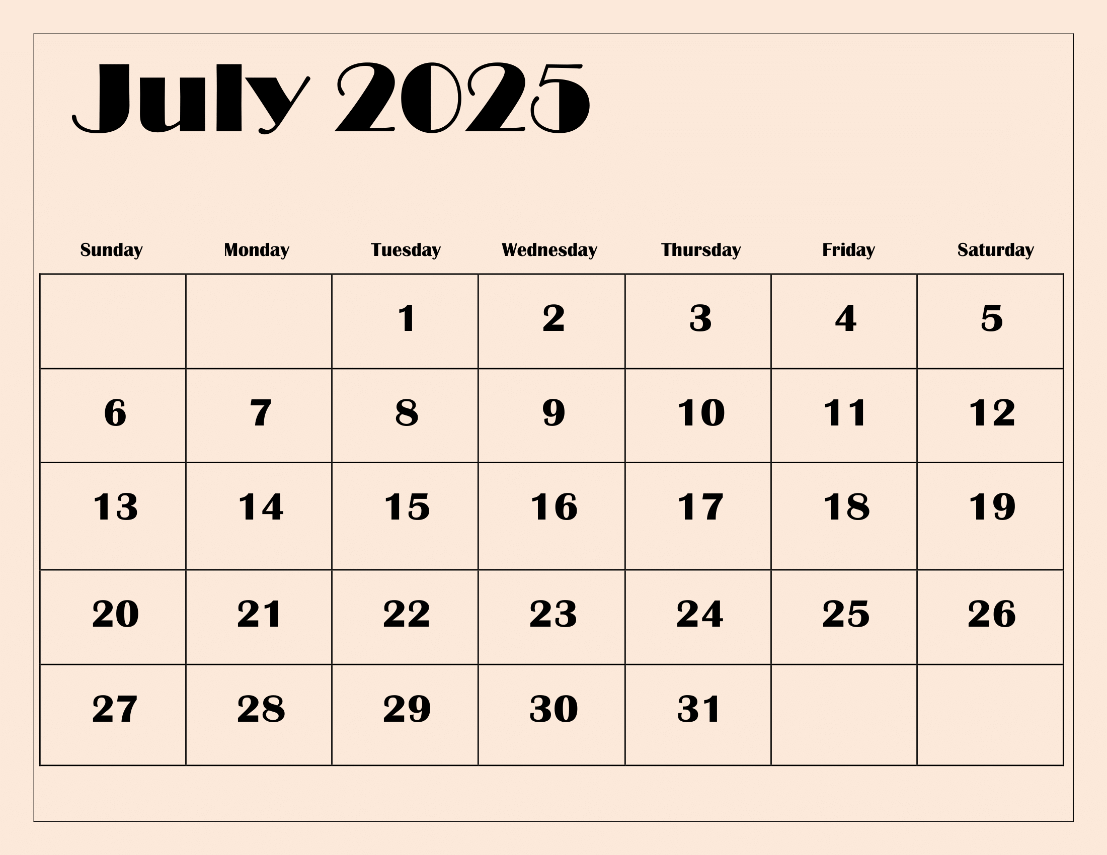 July 2025 Calendar Printable Pdf Template With Holidays with regard to July 1 2025 Calendar