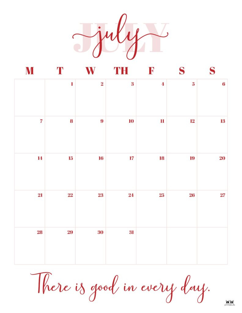July 2025 Calendars - 107 Free Printables | Printabulls for Printabulls July Calendar 2025