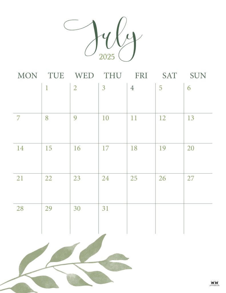 July 2025 Calendars - 107 Free Printables | Printabulls inside Printabulls July Calendar 2025