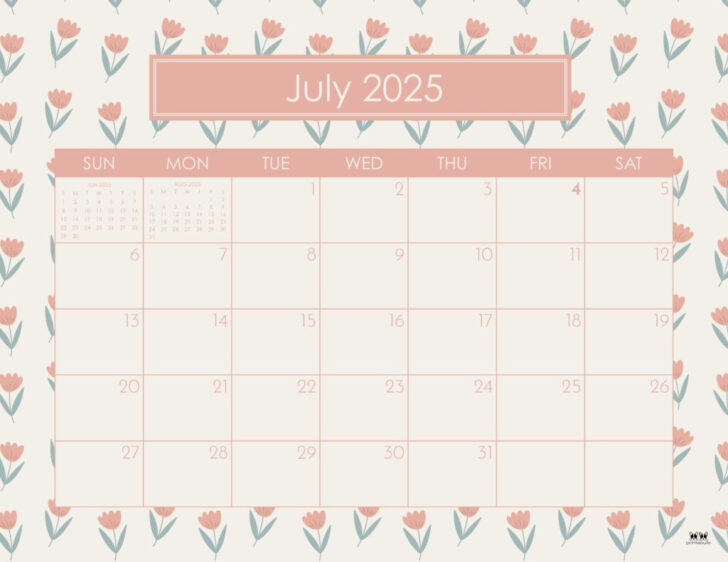 Cute July 2025 Printable Calendar