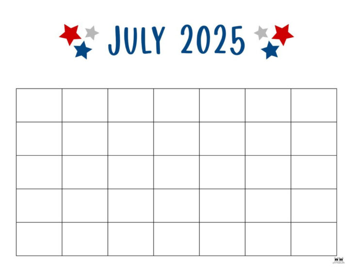 July Calendar 2025 Printable with Holidays