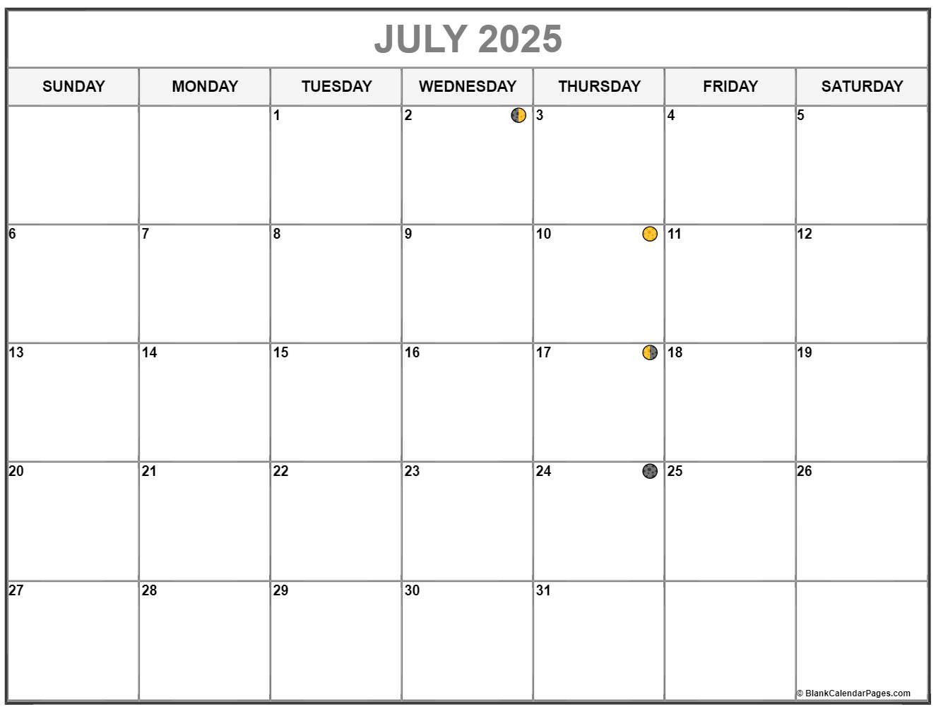 July 2025 Lunar Calendar | Moon Phase Calendar regarding Lunar Calendar July 2025