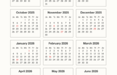 2025-2026 School-Year One-Page Calendar – Enchanted Learning for Printable Calendar August 2025 – June 2026