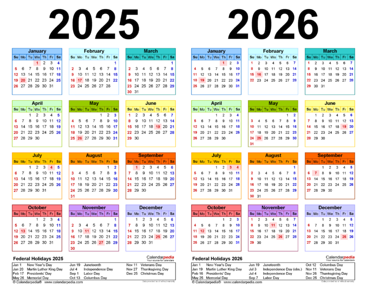 August 2025 to July 2026 Calendar Printable