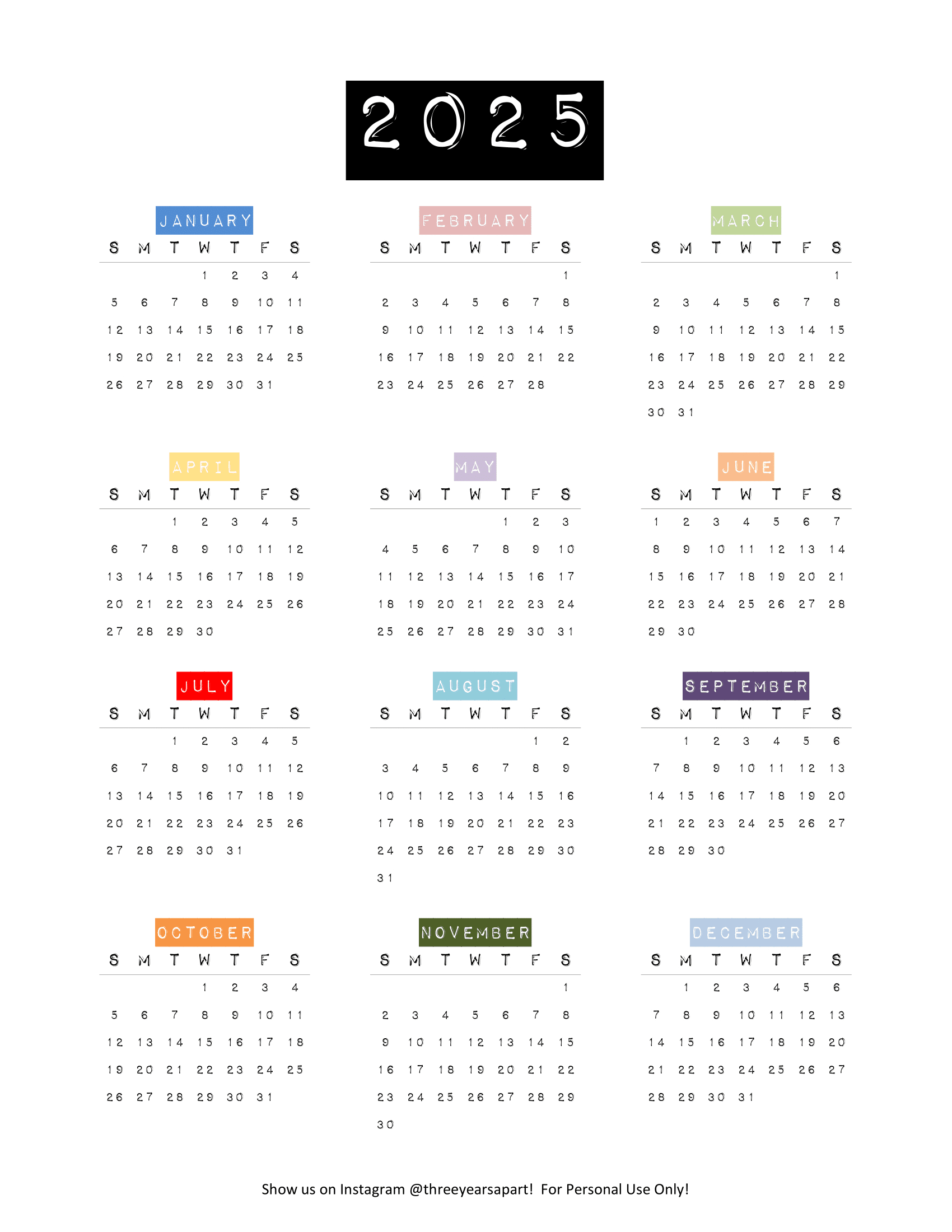 2025 Calendar Free Printable | Bullet Journal And Planner Free with August Bullet Journal Calendar 2025