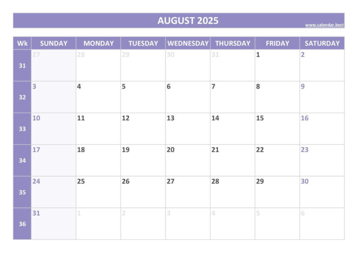 August 1st 2025 Calendar