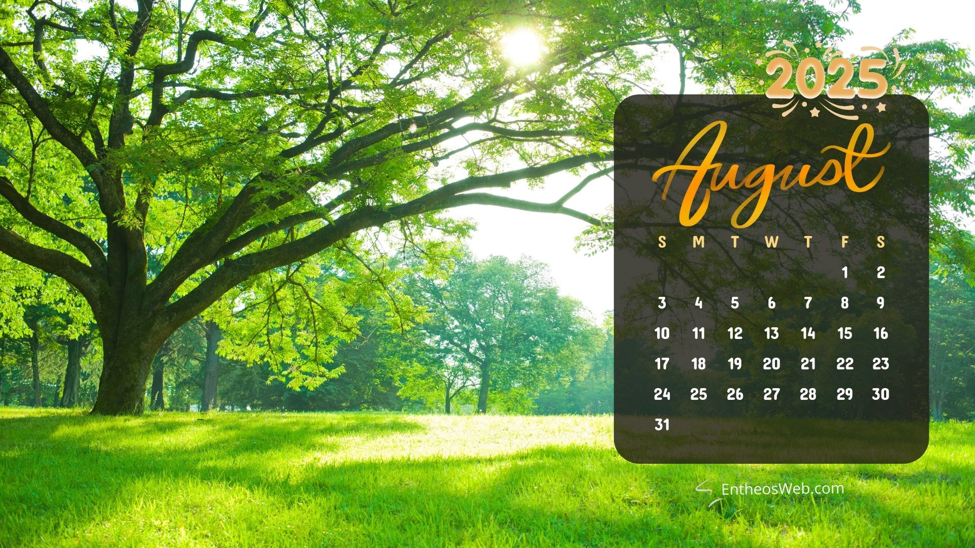 August 2025 Calendar Desktop Wallpapers &amp;amp; Screensavers | Entheosweb in August 2025 Calendar Wallpaper Desktop