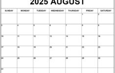 August 2025 Calendar | Free Printable Calendars with regard to Calendar of 2025 August