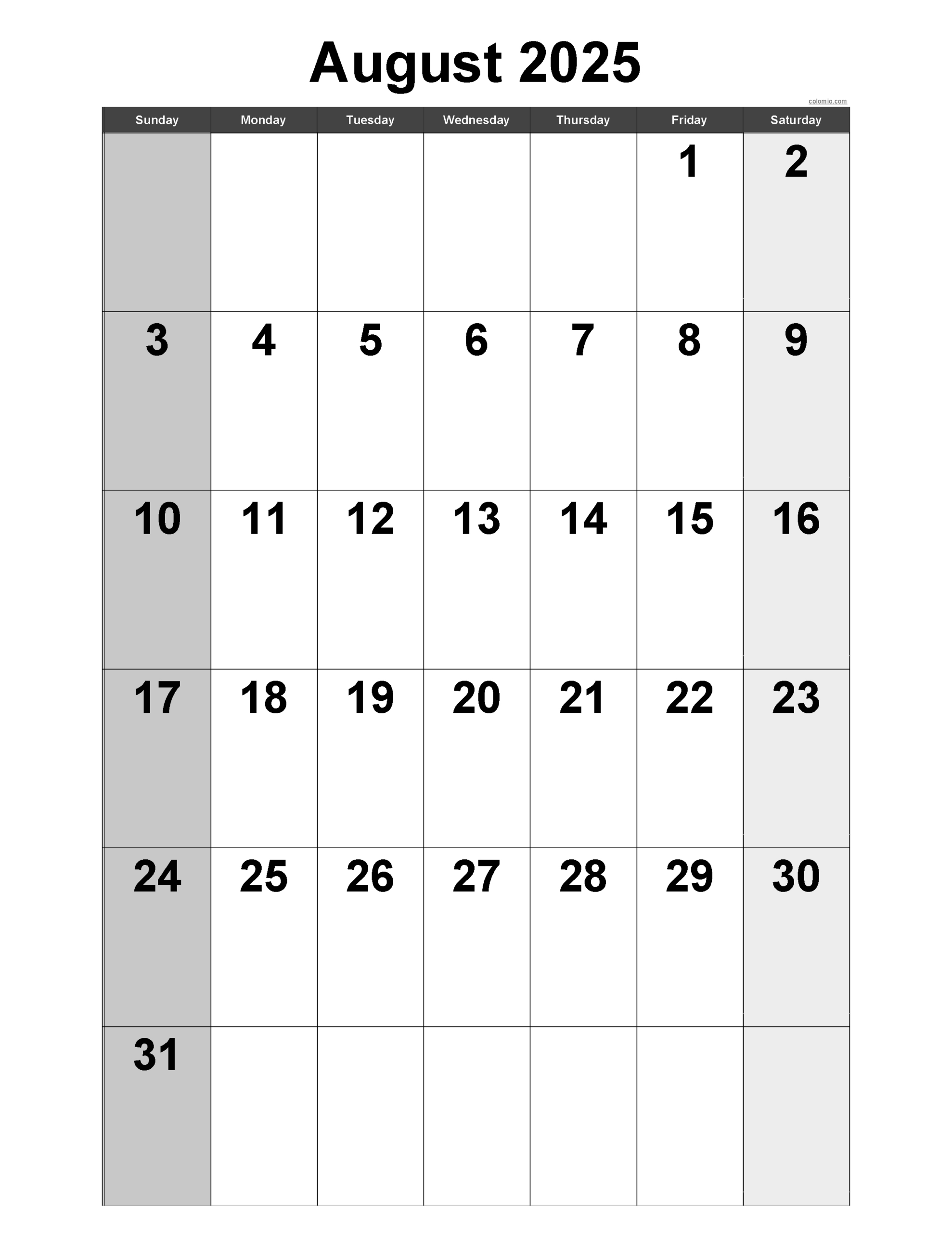 August 2025 Calendar | Free Printable Pdf, Xls And Png within August 2025 Calendar Printable Vertical