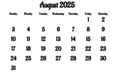 August 2025 Calendar – Free Printable Pdf, Xls And Png | Www with Calendar 2025 For August