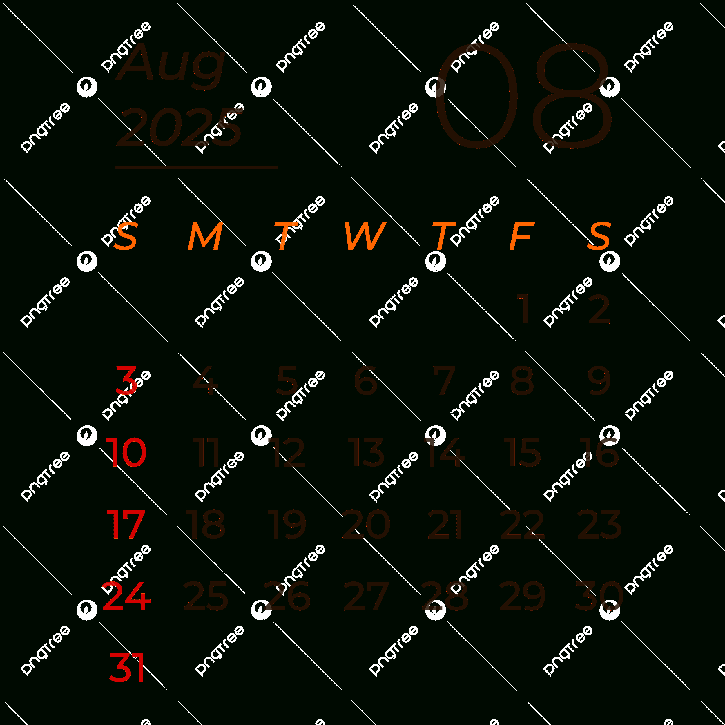 August 2025 Calendar Png Transparent Images Free Download | Vector with regard to August 2025 Calendar Png